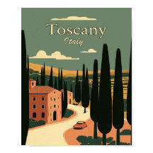 Toscany Italien Minimalistisch Vintage Travel Post