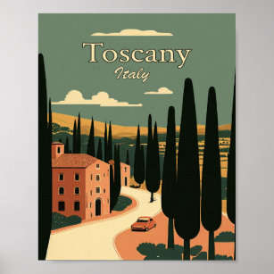 Toscany Italien Minimalistisch Vintage Travel Post Poster