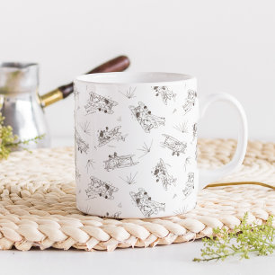 Tosende Art Deco-Doppeldecker - skizziertes Muster Kaffeetasse