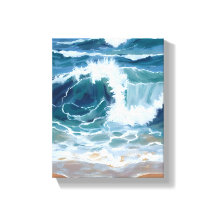 Tosende Ozeanwellen | Küstenblau Aquarell