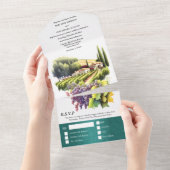 Toskana Aquarell Hochzeitswein Italienischer Weink All In One Einladung (Abreißen)