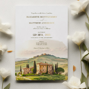 Toskana Aquarell Italien Destination Hochzeit Folieneinladung