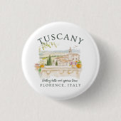 Toskana Florenz Reisen - Hügel und Bäume Button (Vorderseite)