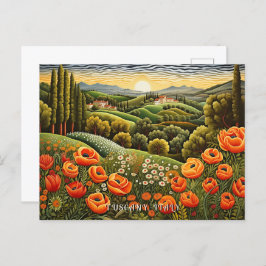 Toskana Frühlingslandschaft Malerei Italien Reisen Postkarte