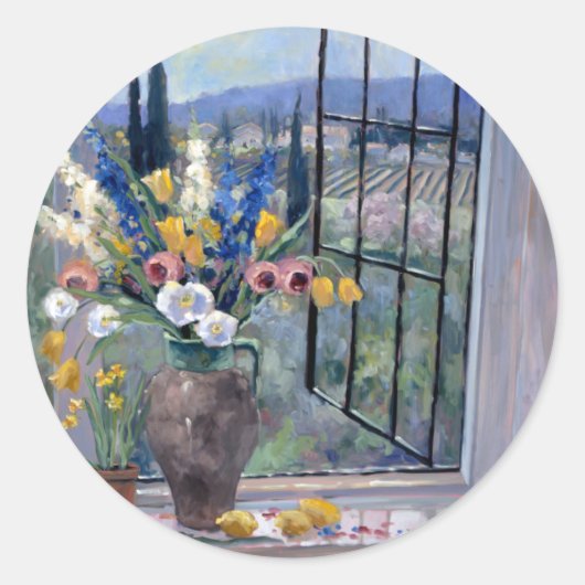 Toskana Hillside II Runder Aufkleber (Vorderseite)