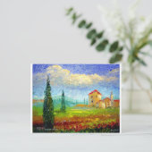 Toskana HIlside mit Mohnblumen Postkarte (Stehend Vorderseite)