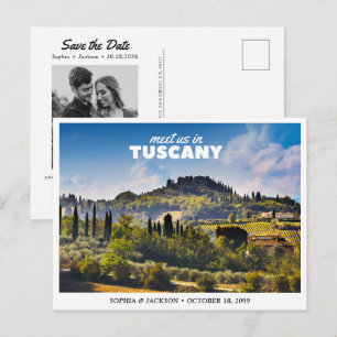 Toskana-Hochzeit Italien Save-the-Date Retro Postkarte