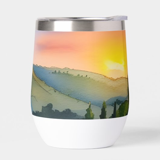 Toskana Hügel Landschaftlich Wasserfarbe (Links)