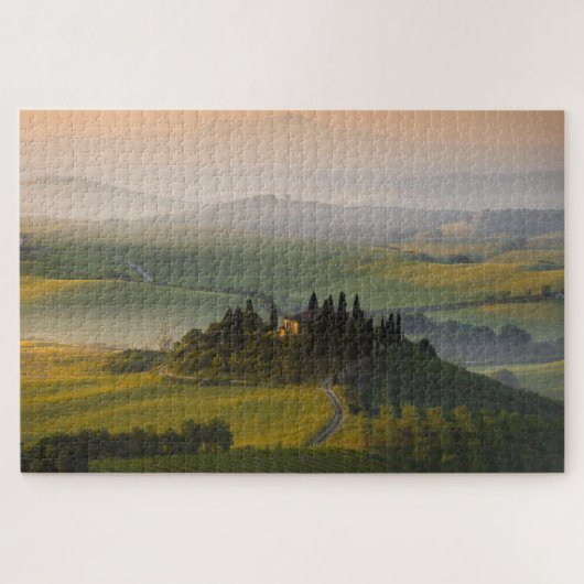 Toskana-Hügellandschaft am Sonnenaufgang Puzzle (Horizontal)