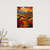 Toskana im Herbst Malerei | Italien Reise | Art Poster (Küche)