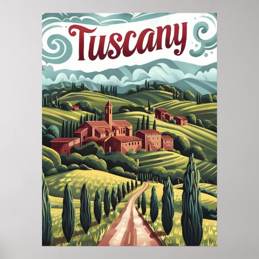 Toskana im Vintage-Stil Poster (Vorne)