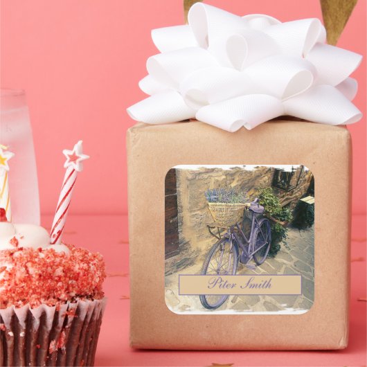 Toskana. Italien. Cortona. Fahrrad. Quadratischer Aufkleber (Party)