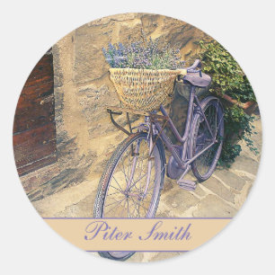 Toskana. Italien. Cortona. Fahrrad. Runder Aufkleber