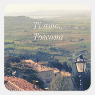 Toskana. Italien. Cortona. Quadratischer Aufkleber