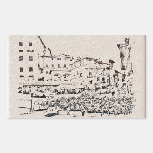 Toskana.Italien. Cortona. Rechteckiger Aufkleber (Vorderseite)