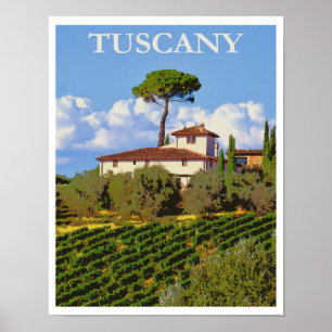 Toskana Italien Italien Villa Retro Poster