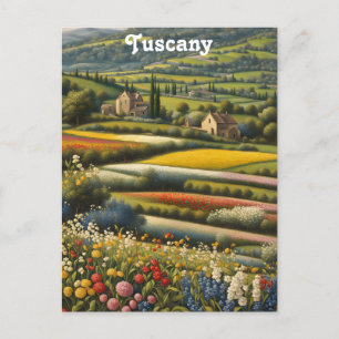 Toskana Italien Italienische Villa Retro Floral Re Postkarte