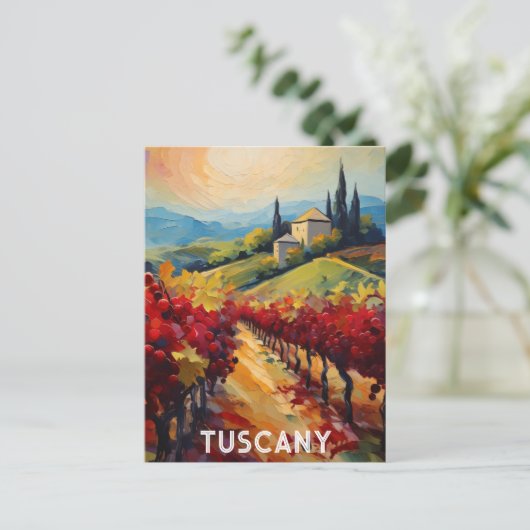 Toskana Italien Italienische Villa Textured Waterc Postkarte (Stehend Vorderseite)