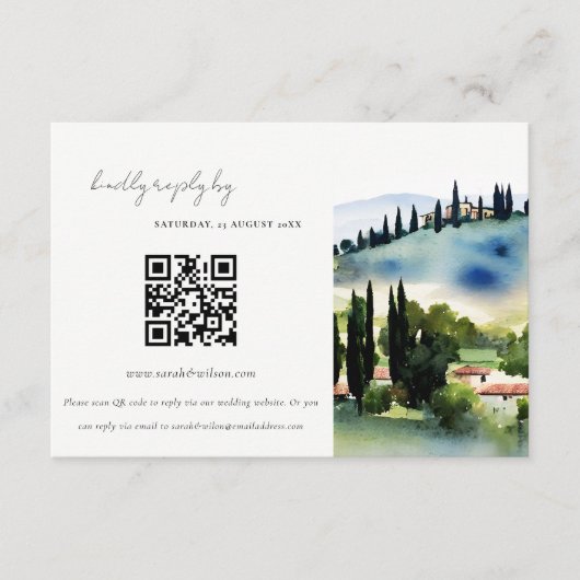 Toskana Italien Landschaft Hochzeit QR Code UAWG Begleitkarte (Vorderseite)