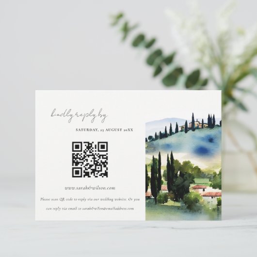Toskana Italien Landschaft Hochzeit QR Code UAWG Begleitkarte (Stehend Vorderseite)