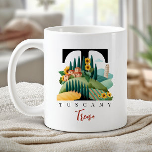 Toskana Italien Monogramm Buchstabe T Personalisie Kaffeetasse