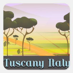 Toskana Italien Reisen Landschaft. Quadratischer Aufkleber