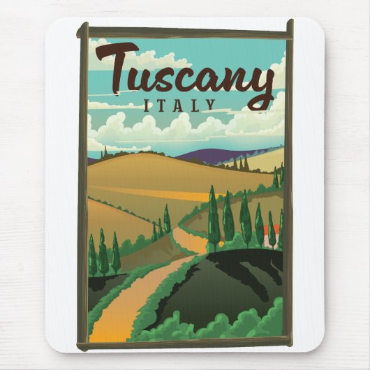 Toskana Italien Reiseplakat Mousepad (Vorne)