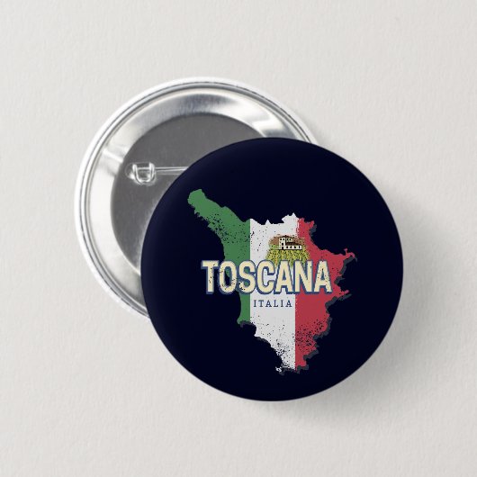 Toskana Italien Retro Region Karte Vintag Button (Vorne & Hinten)