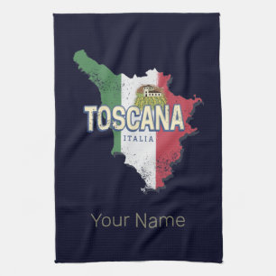 Toskana Italien Retro Region Karte Vintag Geschirrtuch