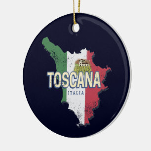 Toskana Italien Retro-Regionskarte Vintage Fattori Keramik Ornament