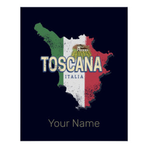 Toskana Italien Retro-Regionskarte Vintage Fattori Poster