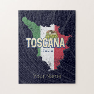 Toskana Italien Retro-Regionskarte Vintage Fattori Puzzle
