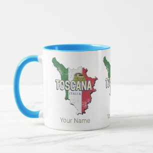 Toskana Italien Retro-Regionskarte Vintage Fattori Tasse