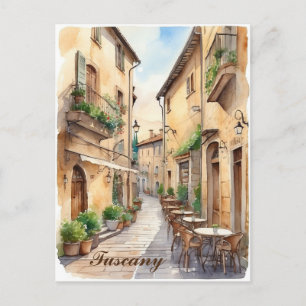 Toskana Italien Toskana Café Watercolor Reisen Postkarte