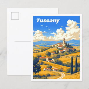 Toskana Italien Vintage Illustration Postkarte