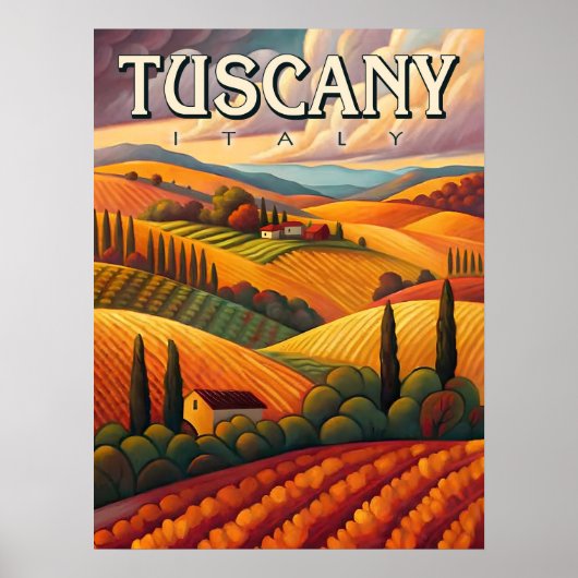 Toskana Italien Vintage Reise Poster (Vorne)