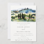 Toskana Italien Wasserfarbene Landschaft Paare Dus Einladung (Vorderseite)