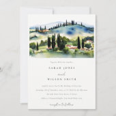 Toskana Italien Wasserfarbenwelt Hochzeit Einladung (Vorderseite)