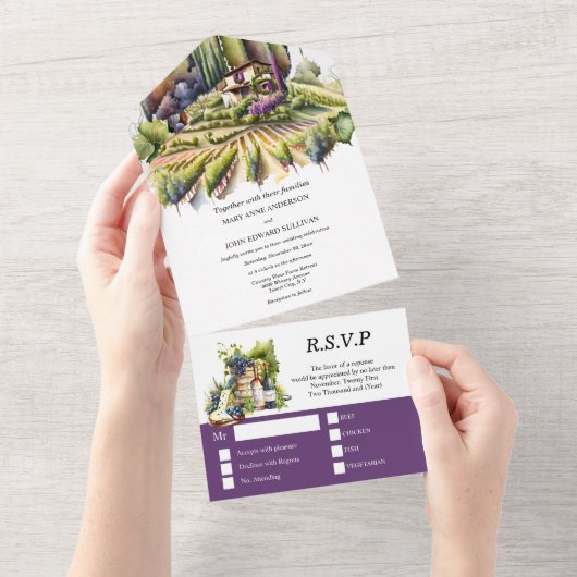 Toskana Italienischer Weinkeller Lavendel Italien  All In One Einladung (Abreißen)