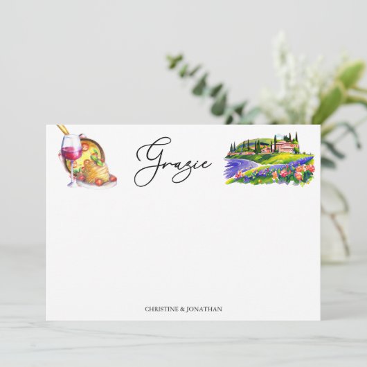 Toskana | Italienisches Essen Dankeskarte (Stehend Vorderseite)