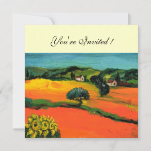 TOSKANA LANDSCHAFT , blau grün gelb orange Einladung