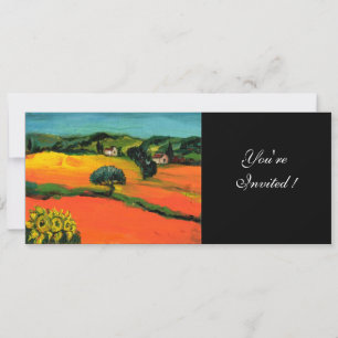 TOSKANA LANDSCHAFT , blau grün gelb orange Einladung