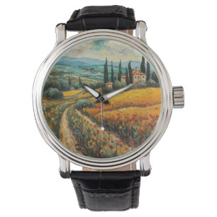 Toskana Landschaft Italien van Gogh Stil Armbanduhr