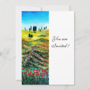 TOSKANA-LANDSCHAFT MIT MOPN, weiß Einladung