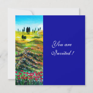 TOSKANA-LANDSCHAFT MIT MOPPIEN ,blau Einladung