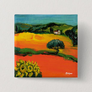 TOSKANA-LANDSCHAFT MIT SONNENBLUMEN BUTTON