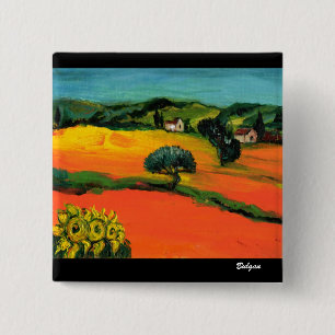 TOSKANA-LANDSCHAFT MIT SONNENBLUMEN BUTTON