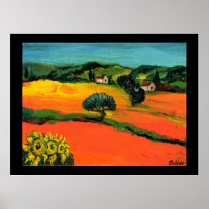 TOSKANA-LANDSCHAFT MIT SONNENBLUMEN POSTER
