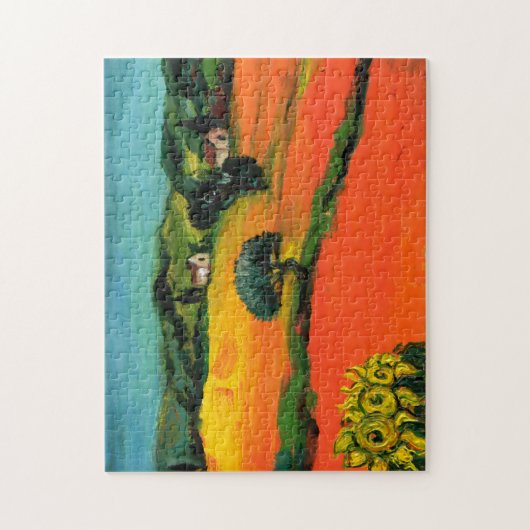 TOSKANA-LANDSCHAFT MIT SONNENBLUMEN PUZZLE (Vertikal)