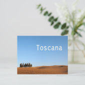 Toskana-Landschaft mit Zypressen und Text-Postkart Postkarte (Stehend Vorderseite)